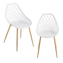 Set 2 scaune dining albe Warschau cu picioare aspect fag