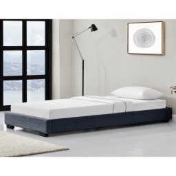 Pat tapitat Masari 90x200 cm, gri închis, cu somiera inclusa