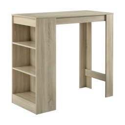 Masa de bar Kouvola cu 3 rafturi, aspect stejar, 110x50x103 cm