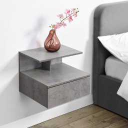 Noptiera suspendata Amberg cu sertar, gri beton, 40 x 35 x 31 cm