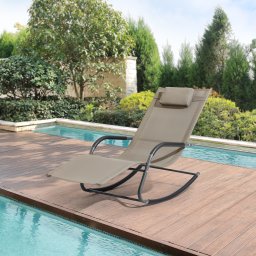 Set 2 sezlonguri balansoar pentru gradina Caracena bej 147x63x89 cm