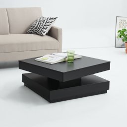 Masa de cafea Florenta neagra cu blat rotativ 76x76x38 cm
