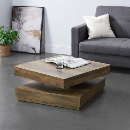 Masa de cafea Florenta 76x76x38 cm cu blat rotativ, aspect lemn