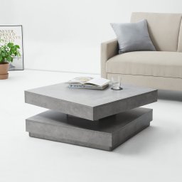 Masa de cafea Florenta 76x76x38 cm cu blat rotativ, aspect beton