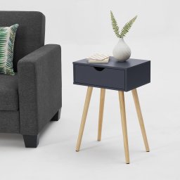 Masa laterala Sörby gri închis cu sertar, stil scandinav