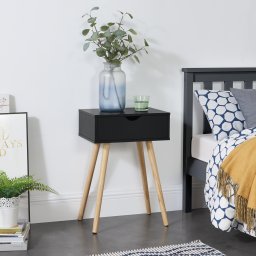 Masa laterala Sörby neagra cu sertar, stil scandinav, [en.casa]