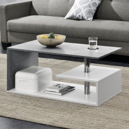 Masa de cafea Haarlem 90x50x41 cm, aspect beton si alb, [en.casa]