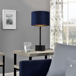 Lampa de masa Deventer albastra, design modern, 39 cm