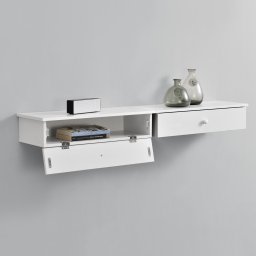 Set 2 rafturi suspendate Larvik albe, cu compartiment de depozitare, 60 cm