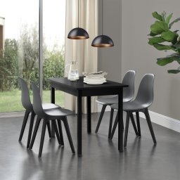 Set 4 scaune dining Brevik din plastic, gri închis/negru, 83x54x48 cm
