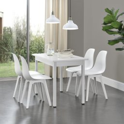 Set 2 scaune dining Brevik albe din plastic, design modern, 83x54x48 cm