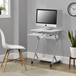 Birou mobil alb Gent 60x40x75 cm cu suport tastatura si raft