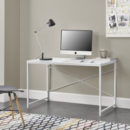 Birou alb Røros 120x60x72 cm cu cadru metalic, en.casa