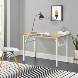 Birou pliabil Alta 120x60 cm, alb cu blat decor stejar