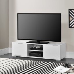 Comoda TV Werpen 120x40x34,5 cm alb lucios, cu 2 usi