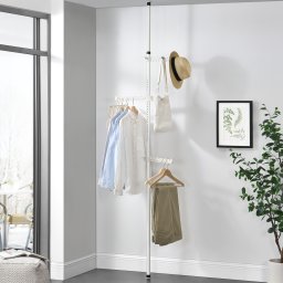 Garderoba telescopica Havneby cu 3 brate si bara pentru haine, alb