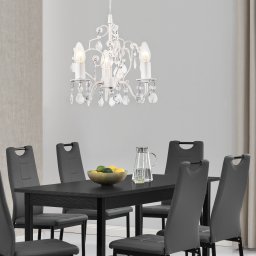 Candelabru Luzern alb, 3 brate, cristale decorative, E14, 140 cm