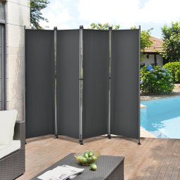 Paravan exterior pliabil Modica 170x215 cm, 4 panouri, gri