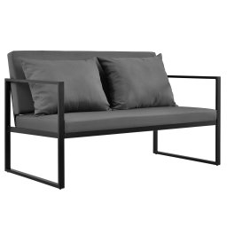 Banca de gradina Lerum cu perne, negru si gri închis, 114 cm