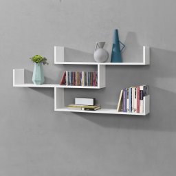 Raft de perete Grimstad cu 3 polite, alb mat, 119 x 18 x 55 cm