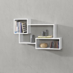 Raft de perete Kvinesdal alb, cu 3 compartimente, design modern