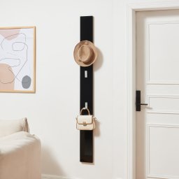 Cuier de perete Hansnes cu 3 carlige rabatabile, 165 cm, negru