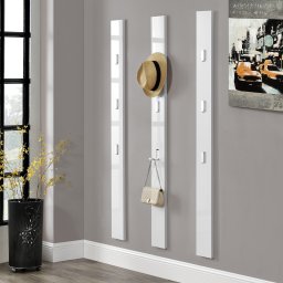 Cuier de perete Hansnes, 3 carlige pliabile, 165 cm, alb lucios