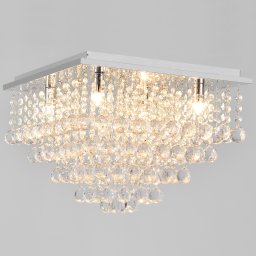 Plafoniera cu cristale 38x38 cm cromata, 4xG9, stil modern lux.pro