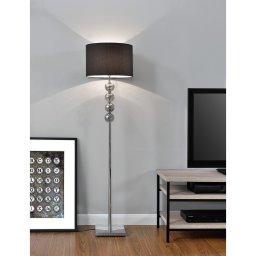 Lampadar Spheridern cu abajur negru si finisaj cromat, 155 cm