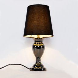 Lampa de masa moderna Bochum, neagra, 48 cm, abajur textil