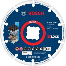Disc diamantat Bosch X-LOCK pentru metal, 125 mm, 22,23 mm