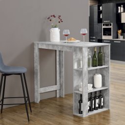 Masa de bar Danderyd 120x60x105,5 cm cu 3 rafturi, aspect beton