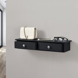 Raft suspendat Geeste 60x15x10 cm cu 2 sertare, negru, [en.casa]