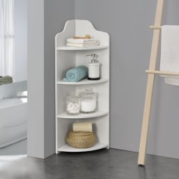 Raft de colt Bjurholm alb cu 4 polite, 90x28x28 cm, [en.casa]