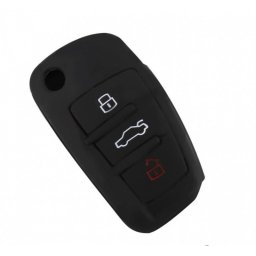 Husa cheie compatibila cu Audi A6, 3 butoane, silicon negru