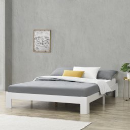 Pat din lemn Raisio 160x200 cm alb, cu somiera inclusa