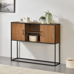 Comoda sideboard Motala cu 2 usi si rafturi, maro închis/negru