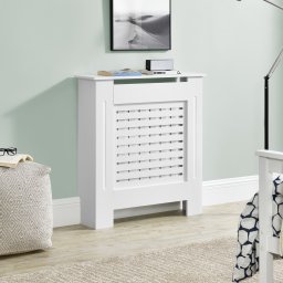 Masca calorifer Charleston cu polita, alba, 112x19x82 cm, en.casa