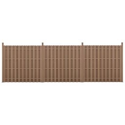 Gard de gradina WPC maro Langero 185x562 cm, 3 panouri cu stalpi