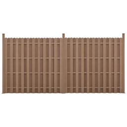 Gard de gradina WPC maro Langero 185x376 cm, 2 panouri cu stalpi