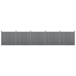 Gard de gradina WPC gri Langero 185x932 cm, 5 panouri cu stalpi