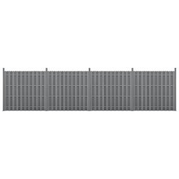 Gard de gradina WPC gri 185x747 cm cu 4 panouri si stalpi
