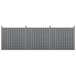 Gard WPC Langero gri 185x562 cm cu 3 panouri si stalpi