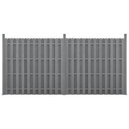 Gard de gradina WPC Langero gri 185x376 cm cu 2 panouri