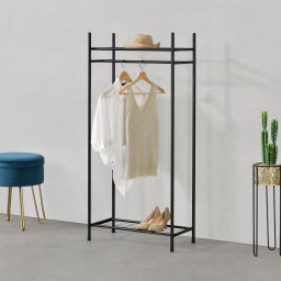 Cuier de haine metalic negru cu 2 polite, 130 cm, en.casa