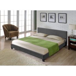 Pat tapitat Skagen 180x200 cm gri închis, cu somiera inclusa