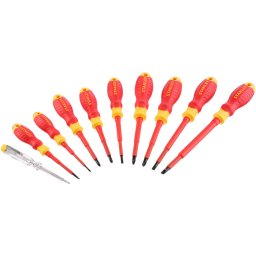 Set surubelnite izolate VDE Stanley cu 10 piese si tester de tensiune