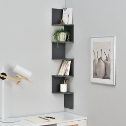 Raft de perete Greiz cu design zig-zag, gri închis mat, en.casa