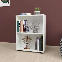 Biblioteca alba Vara 72x55x20 cm cu 2 polite pentru living si birou