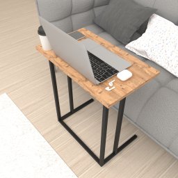Masa pentru laptop Högsby, aspect stejar si cadru metalic negru